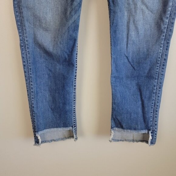 Hudson Cat Skinny Mid Rise Medium Wash Crop Step Hem Frayed Flap Pocket Jeans 30 - Picture 8 of 16